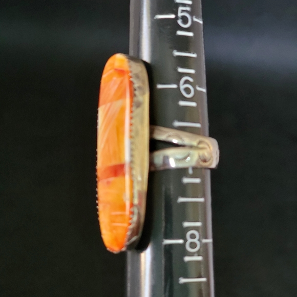 NATIVE AMERICAN STERLING BRIGHT SPINEY OYSTER RING, Size 7, Tight - Picture 12 of 12